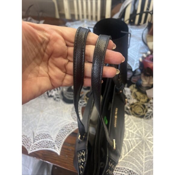 Michael Kors Leather Suede Black Jet Set Travel Tote Handbag Classic Purse - Picture 10 of 16